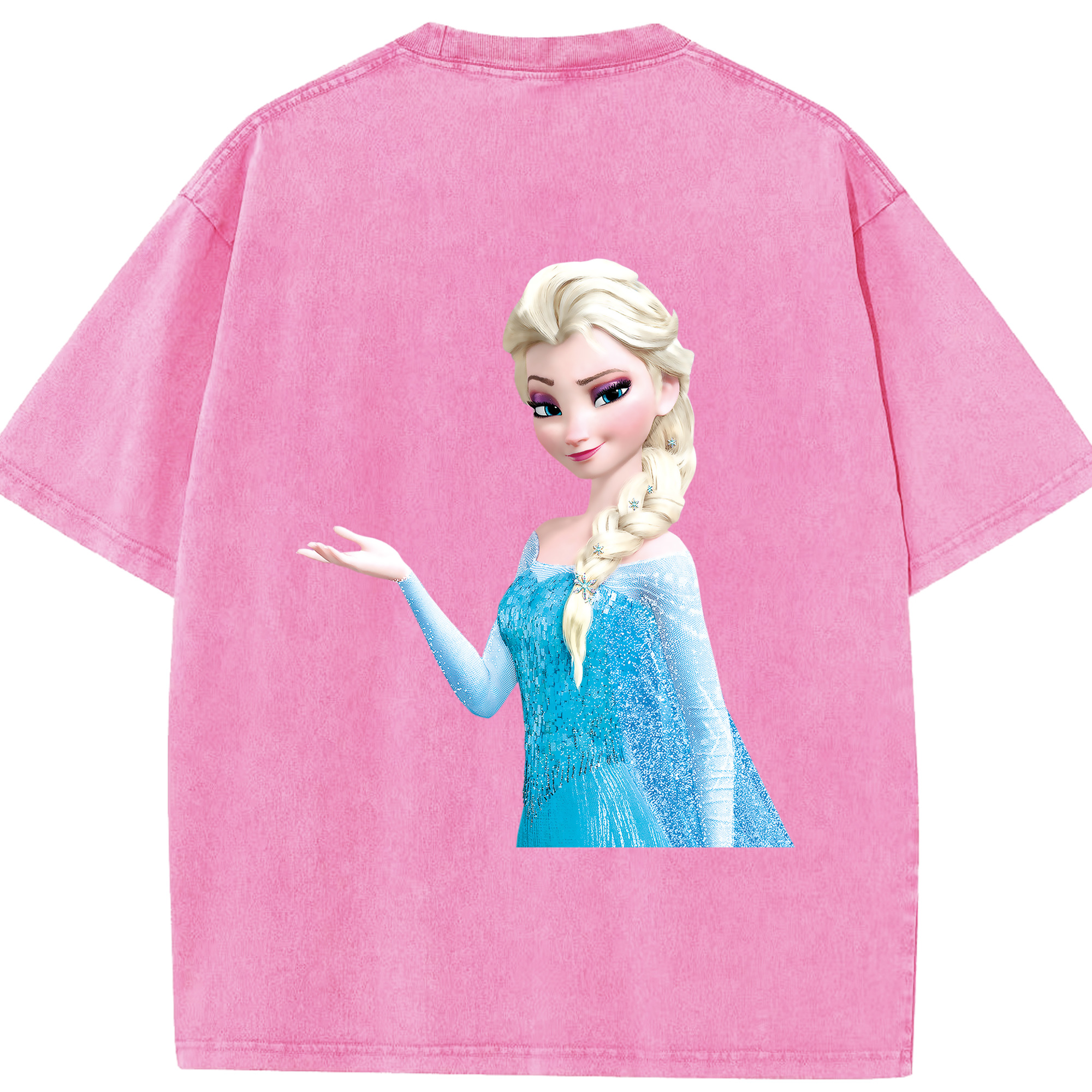 （画像用） アナと雪の女王 アンナ エルサ Frozen Anna Elsa 綿100% ヴィンテージ風 半袖Tシャツ（背面プリント）
